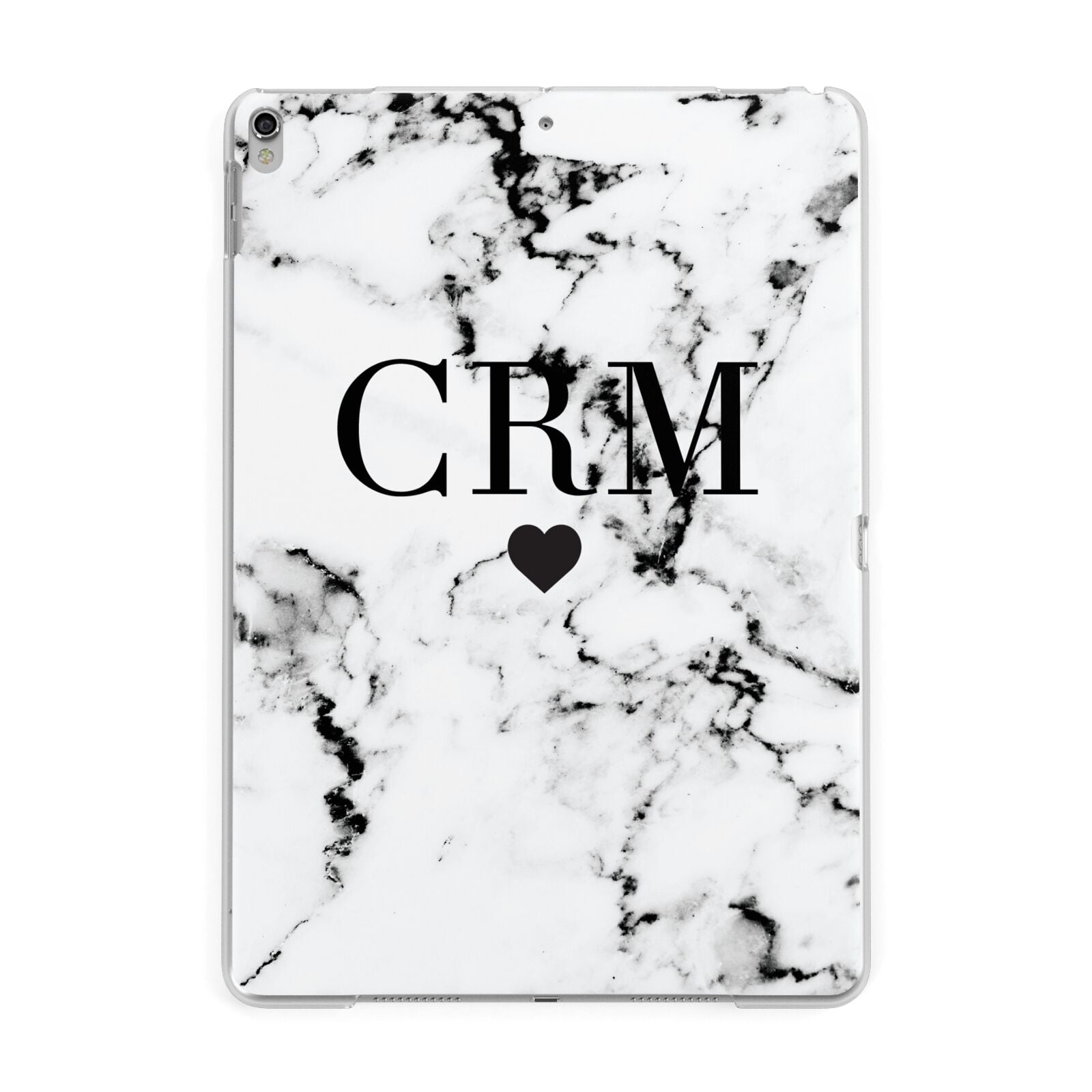 Marble Heart Personalised Initials Apple iPad Silver Case