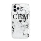 Marble Heart Personalised Initials Apple iPhone 11 Pro in Silver with Bumper Case