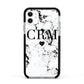 Marble Heart Personalised Initials Apple iPhone 11 in White with Black Impact Case