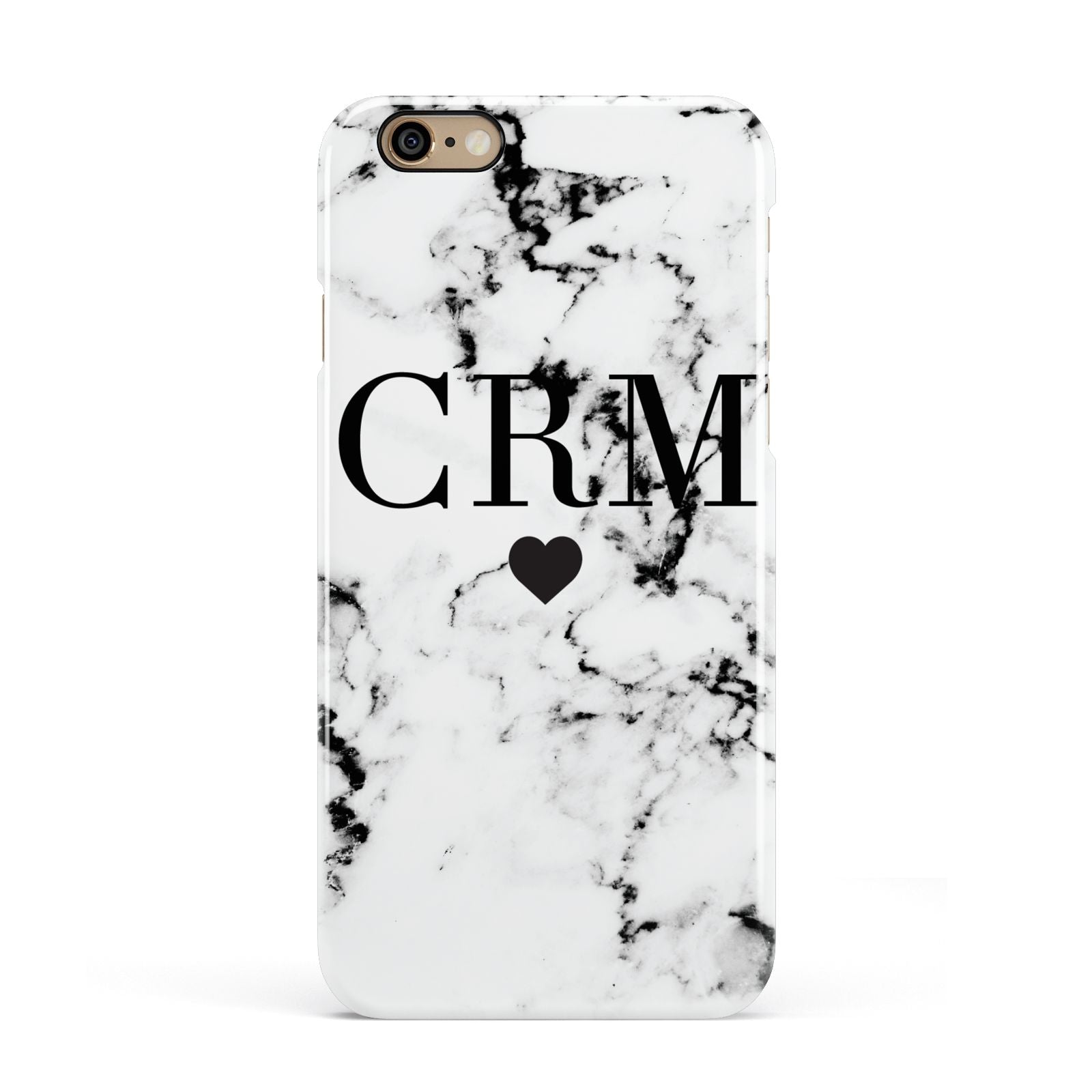 Marble Heart Personalised Initials Apple iPhone 6 3D Snap Case