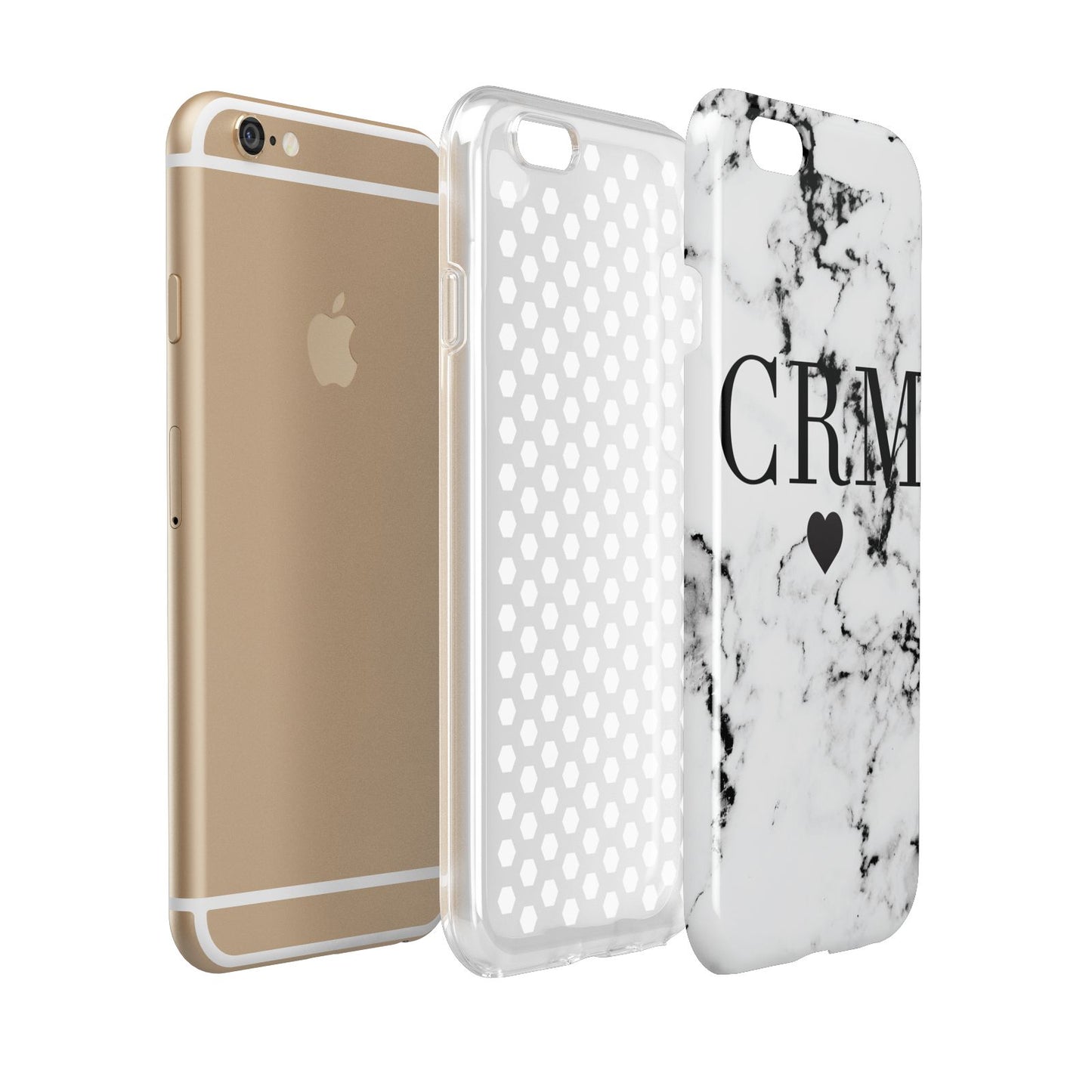 Marble Heart Personalised Initials Apple iPhone 6 3D Tough Case Expanded view
