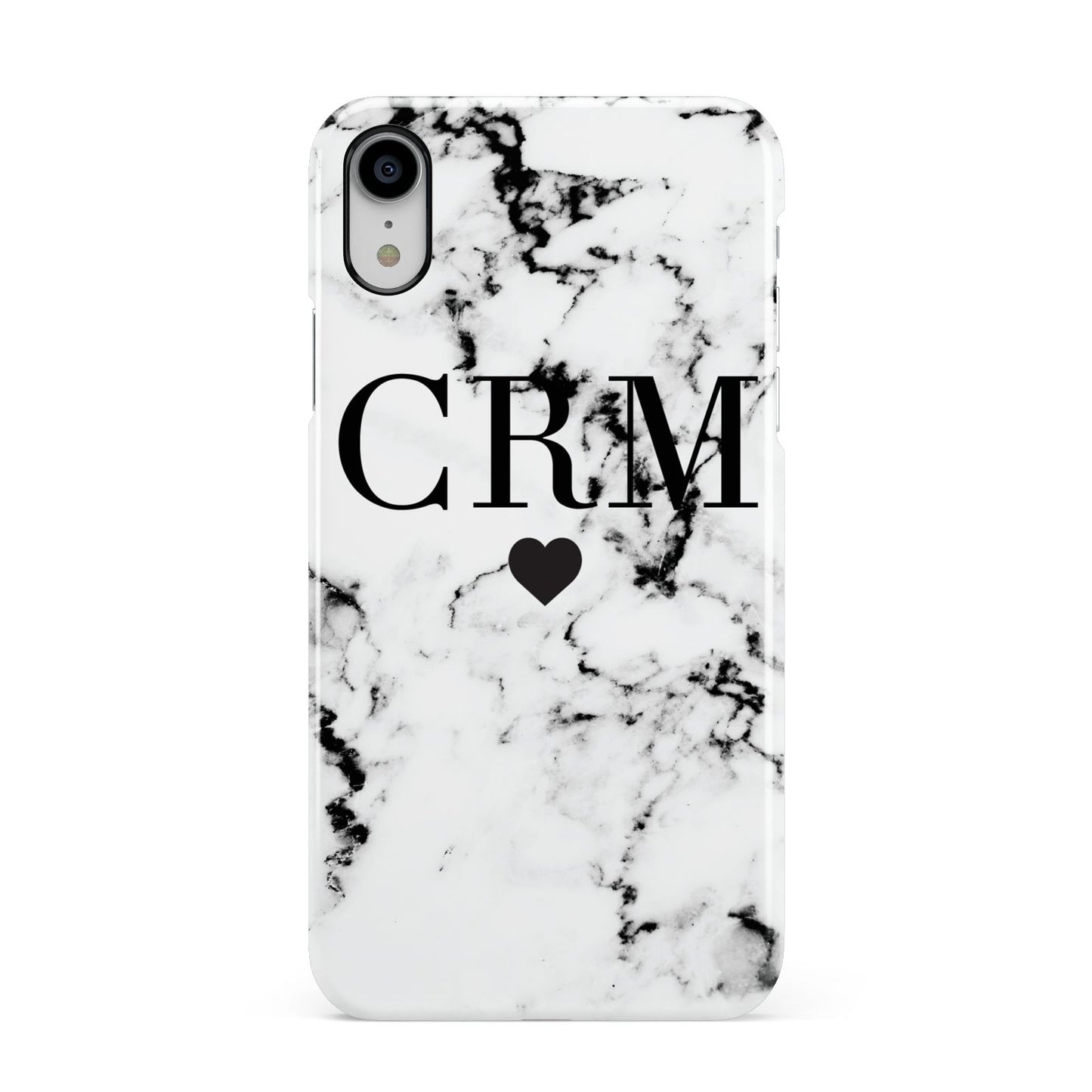 Marble Heart Personalised Initials Apple iPhone XR White 3D Snap Case