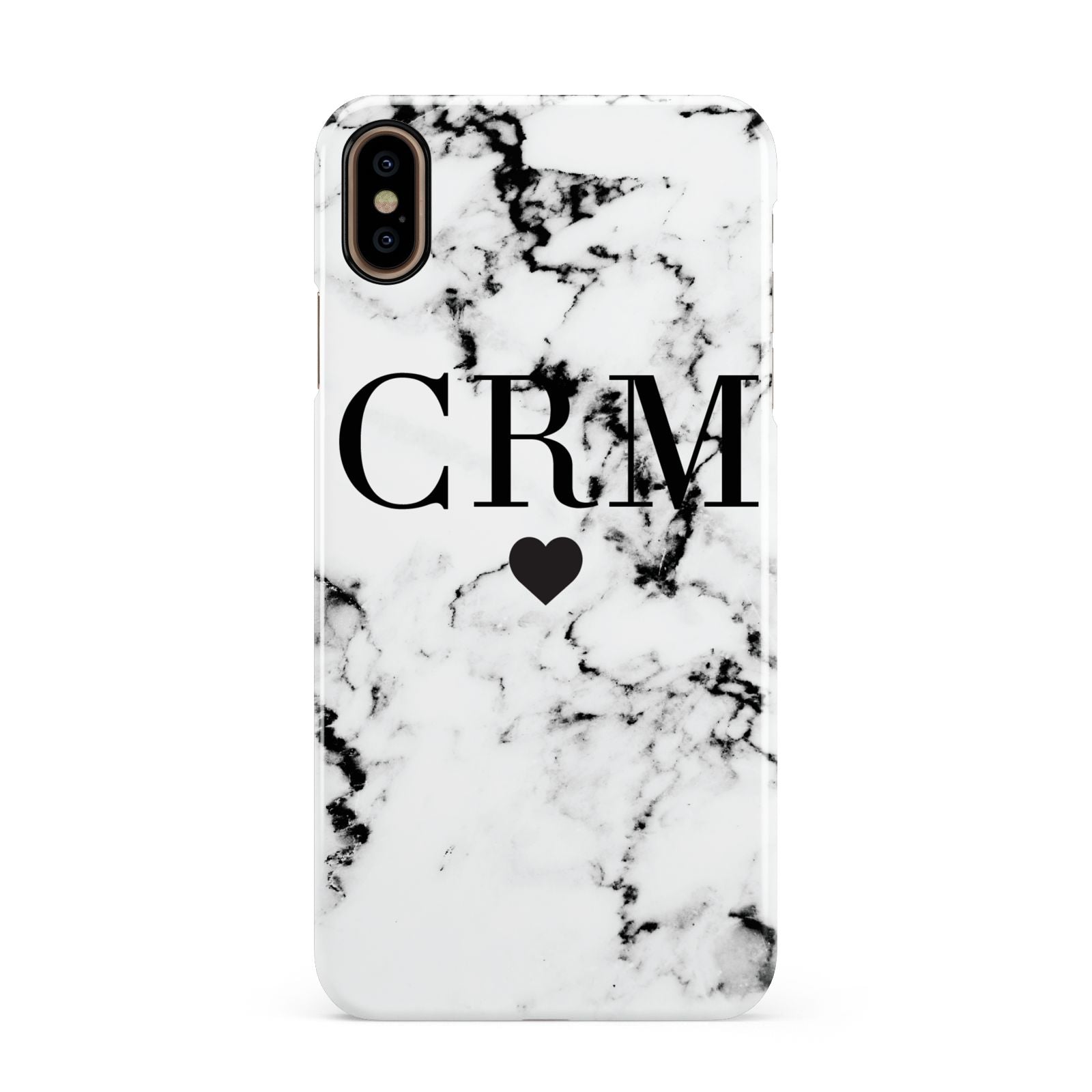 Marble Heart Personalised Initials Apple iPhone Xs Max 3D Snap Case