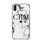 Marble Heart Personalised Initials Apple iPhone Xs Max Impact Case Black Edge on Black Phone