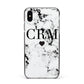 Marble Heart Personalised Initials Apple iPhone Xs Max Impact Case Black Edge on Silver Phone