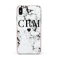 Marble Heart Personalised Initials Apple iPhone Xs Max Impact Case Pink Edge on Black Phone