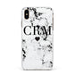 Marble Heart Personalised Initials Apple iPhone Xs Max Impact Case White Edge on Gold Phone