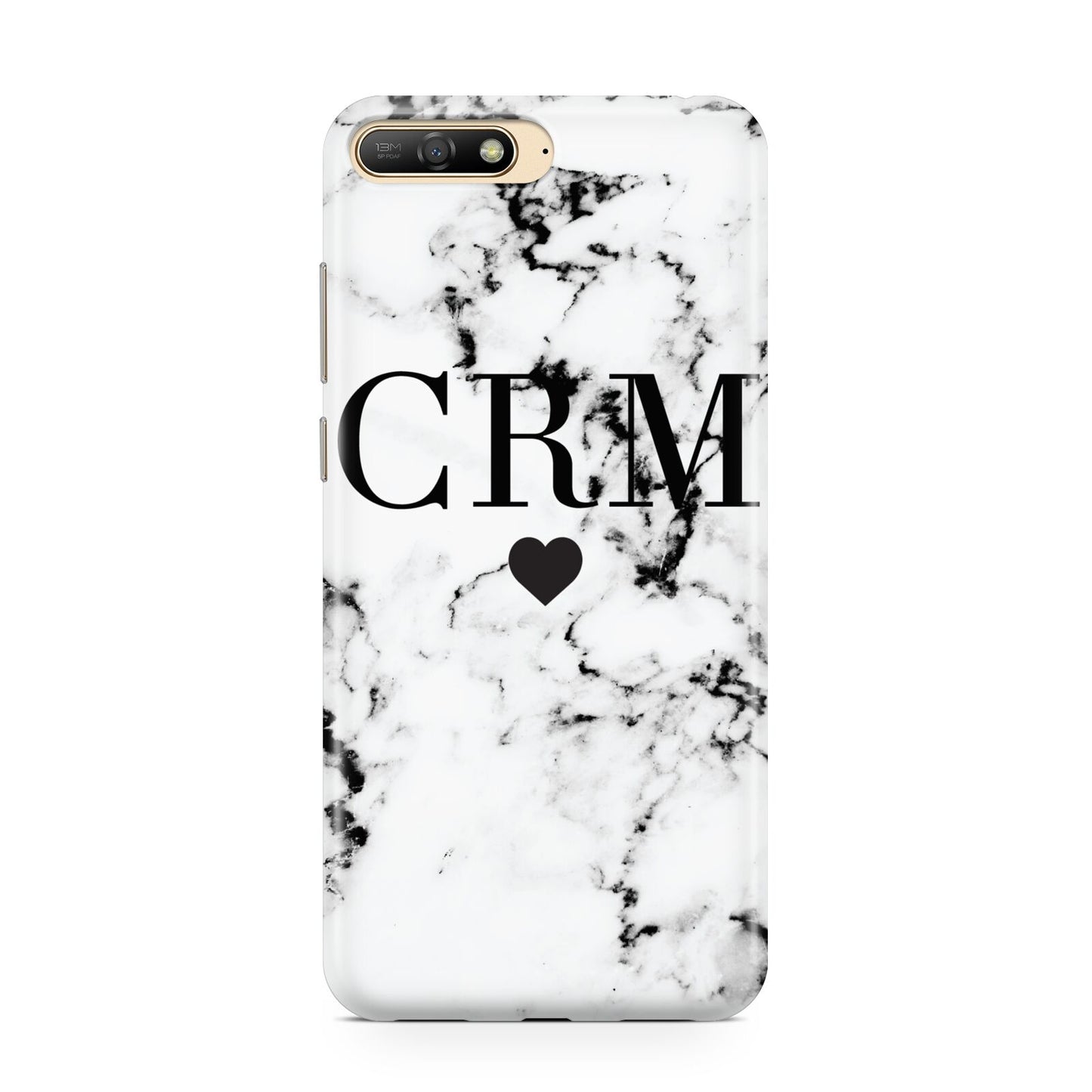 Marble Heart Personalised Initials Huawei Y6 2018
