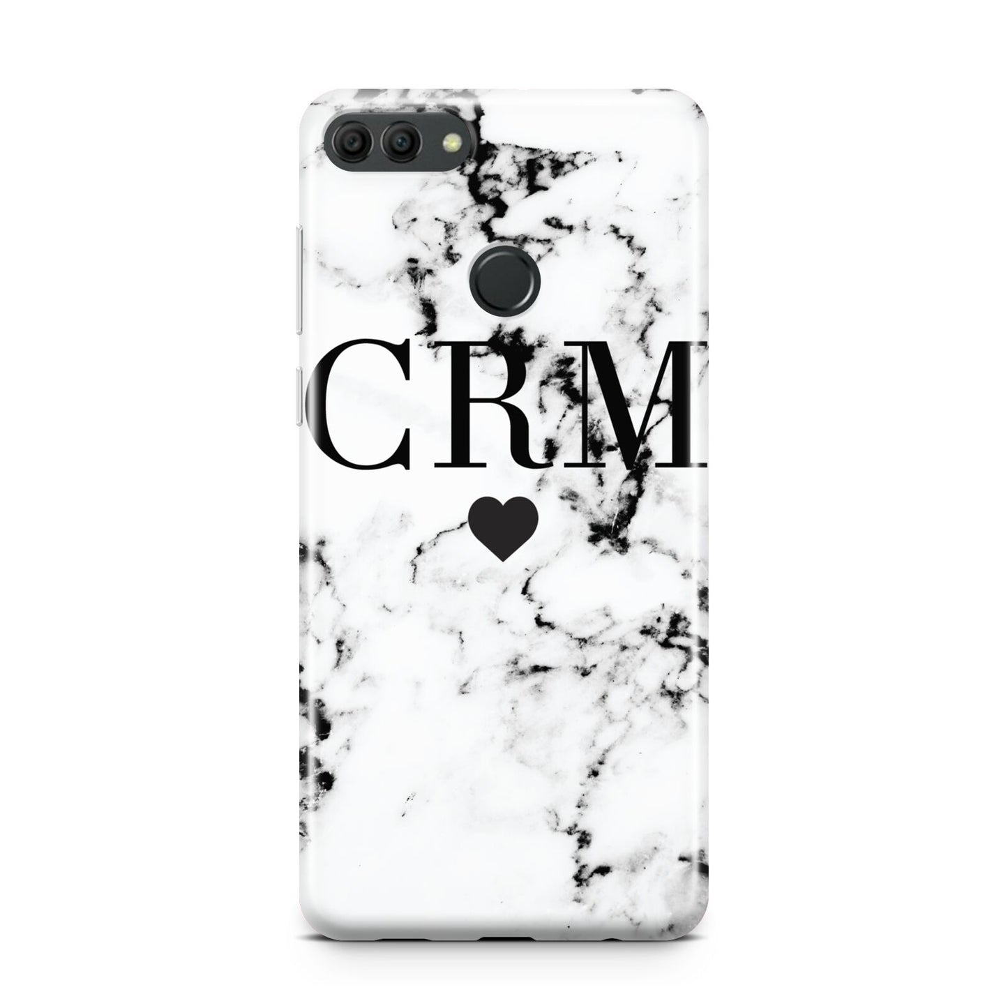 Marble Heart Personalised Initials Huawei Y9 2018