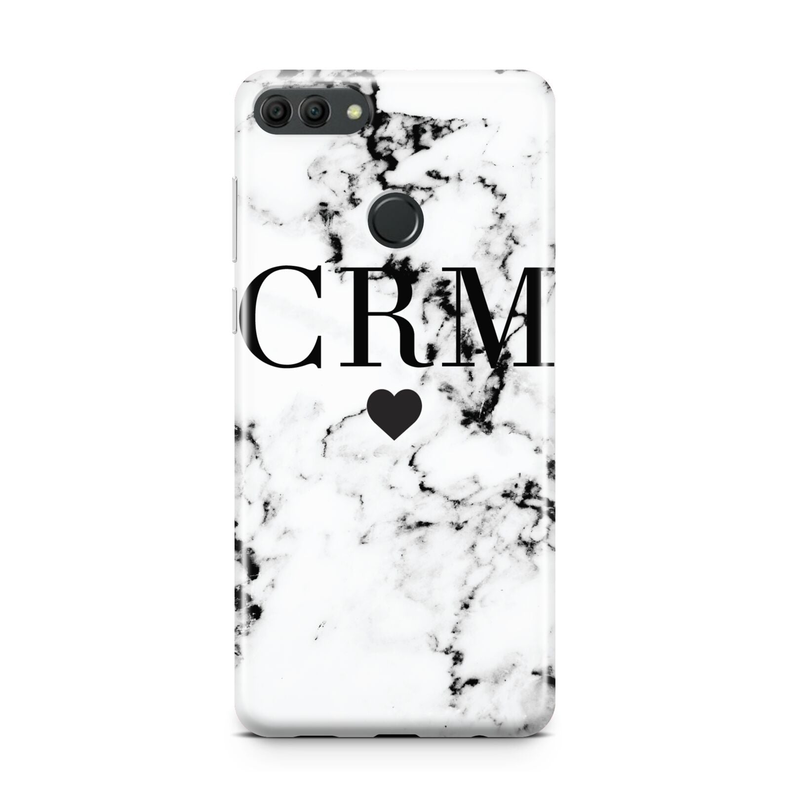 Marble Heart Personalised Initials Huawei Y9 2018
