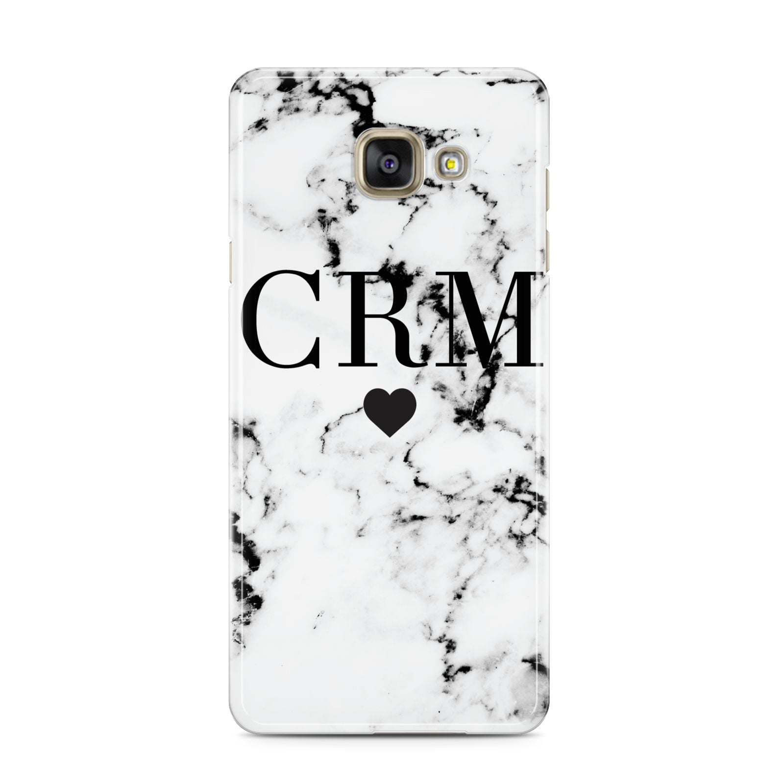 Marble Heart Personalised Initials Samsung Galaxy A3 2016 Case on gold phone