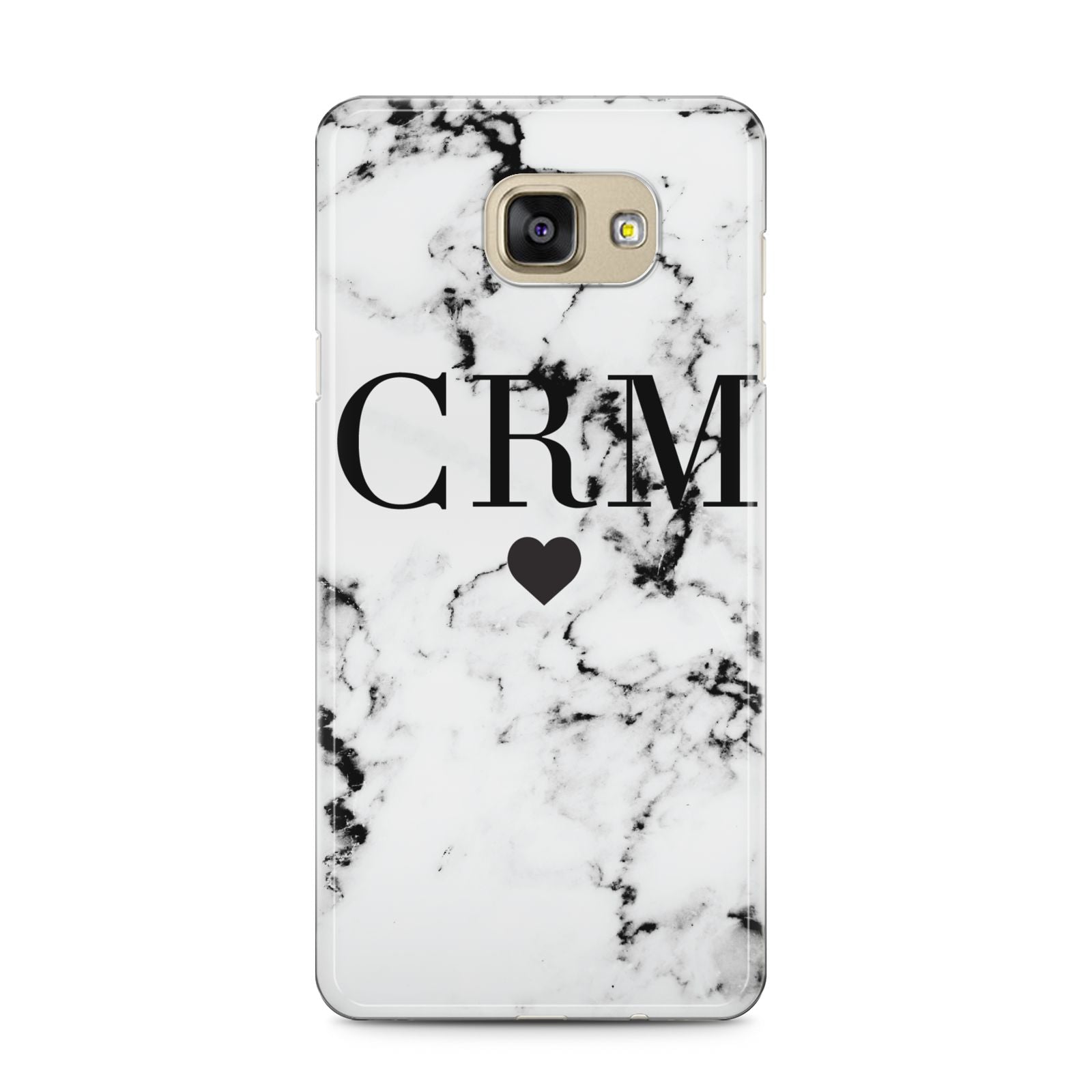 Marble Heart Personalised Initials Samsung Galaxy A5 2016 Case on gold phone