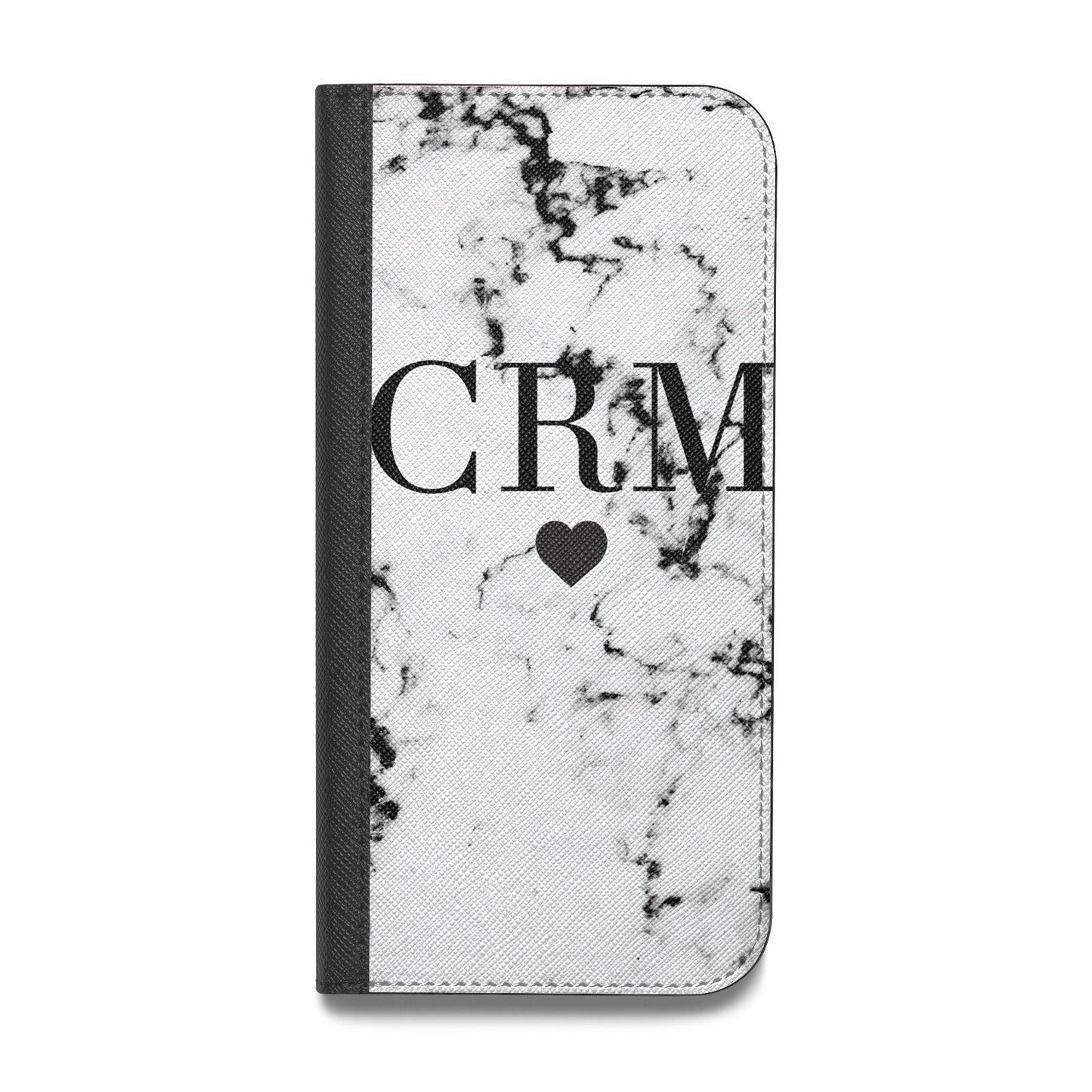Marble Heart Personalised Initials Vegan Leather Flip Samsung Case