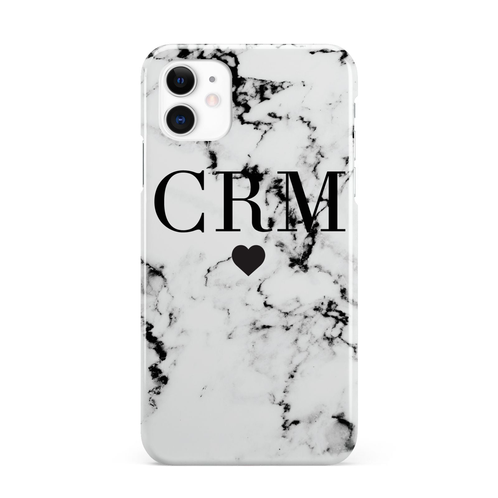 Marble Heart Personalised Initials iPhone 11 3D Snap Case