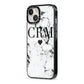 Marble Heart Personalised Initials iPhone 13 Black Impact Case Side Angle on Silver phone