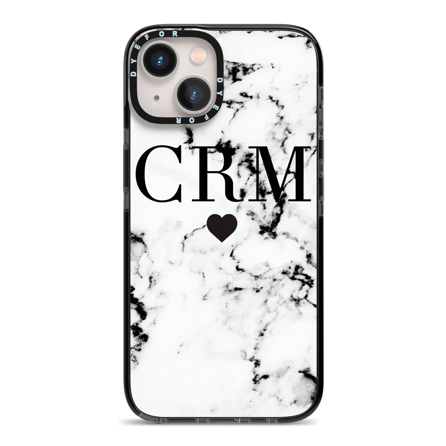 Marble Heart Personalised Initials iPhone 13 Black Impact Case on Silver phone