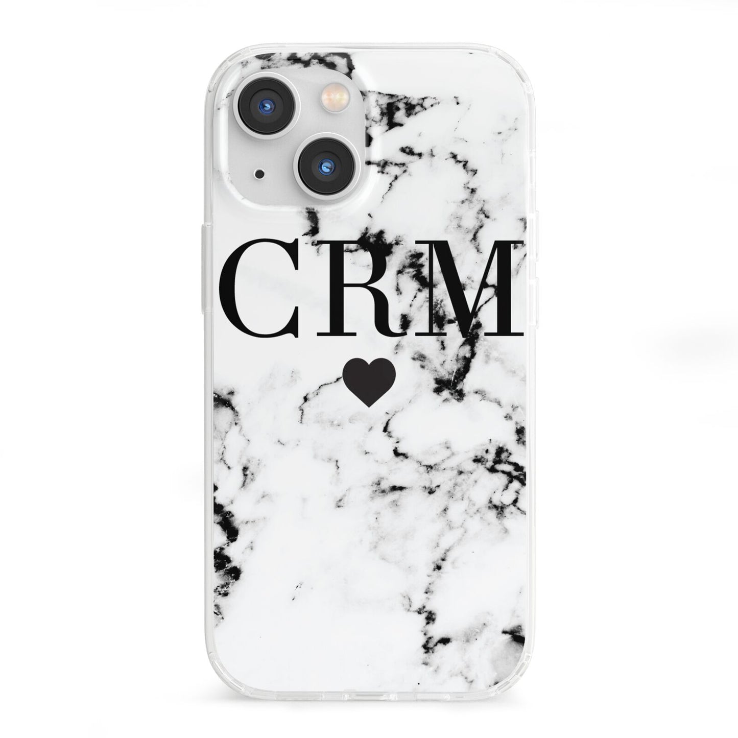 Marble Heart Personalised Initials iPhone 13 Mini Clear Bumper Case