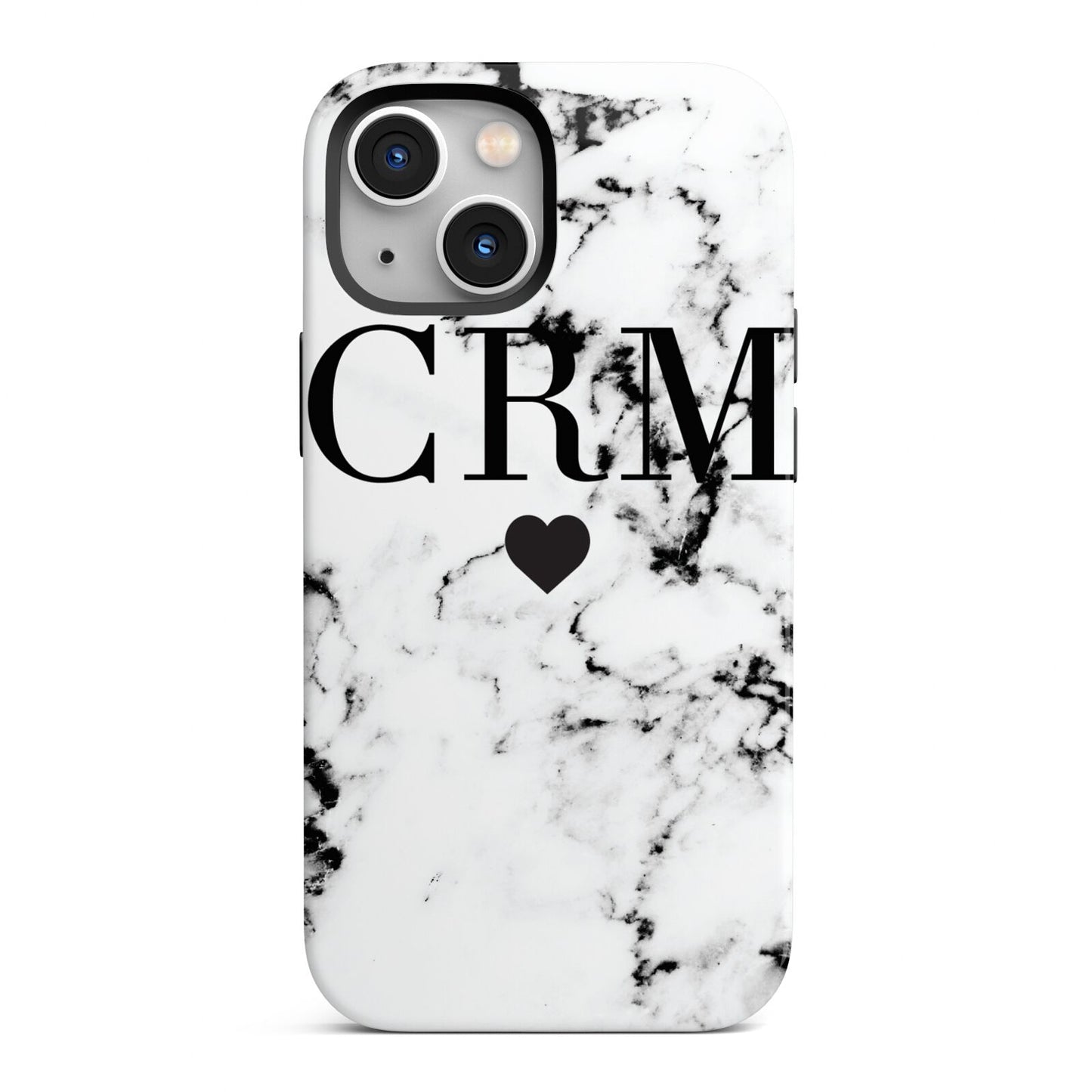 Marble Heart Personalised Initials iPhone 13 Mini Full Wrap 3D Tough Case