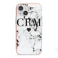 Marble Heart Personalised Initials iPhone 13 Mini TPU Impact Case with Pink Edges