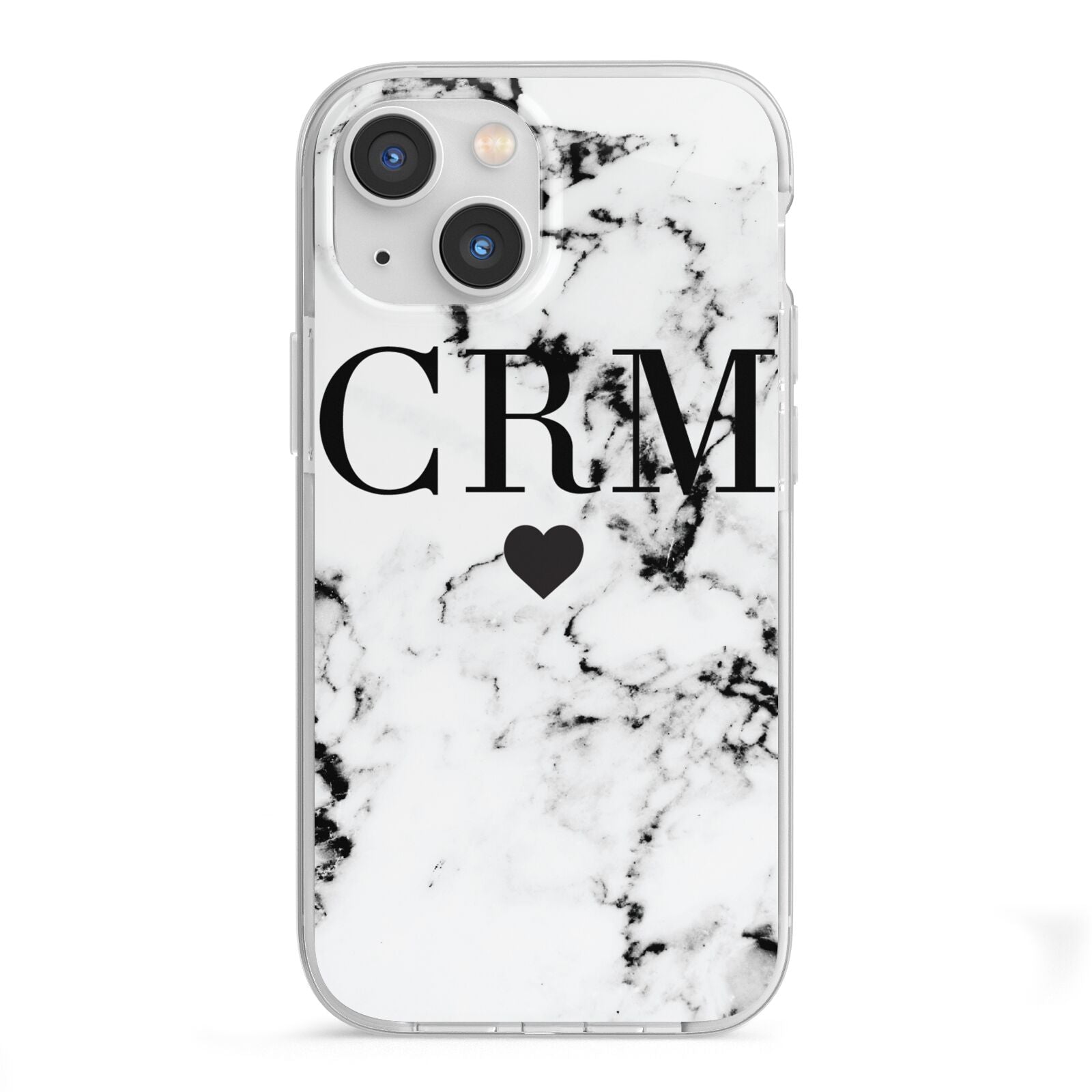 Marble Heart Personalised Initials iPhone 13 Mini TPU Impact Case with White Edges