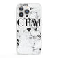 Marble Heart Personalised Initials iPhone 13 Pro Clear Bumper Case