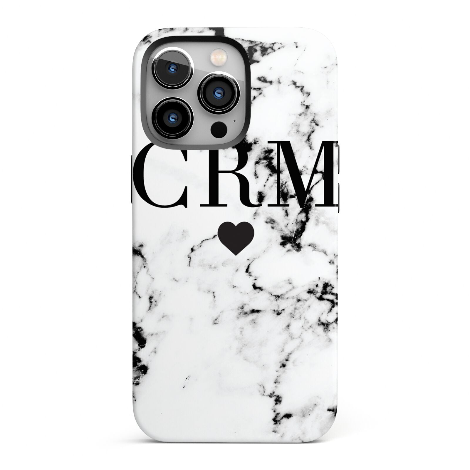 Marble Heart Personalised Initials iPhone 13 Pro Full Wrap 3D Tough Case