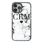 Marble Heart Personalised Initials iPhone 13 Pro Max Black Impact Case on Silver phone