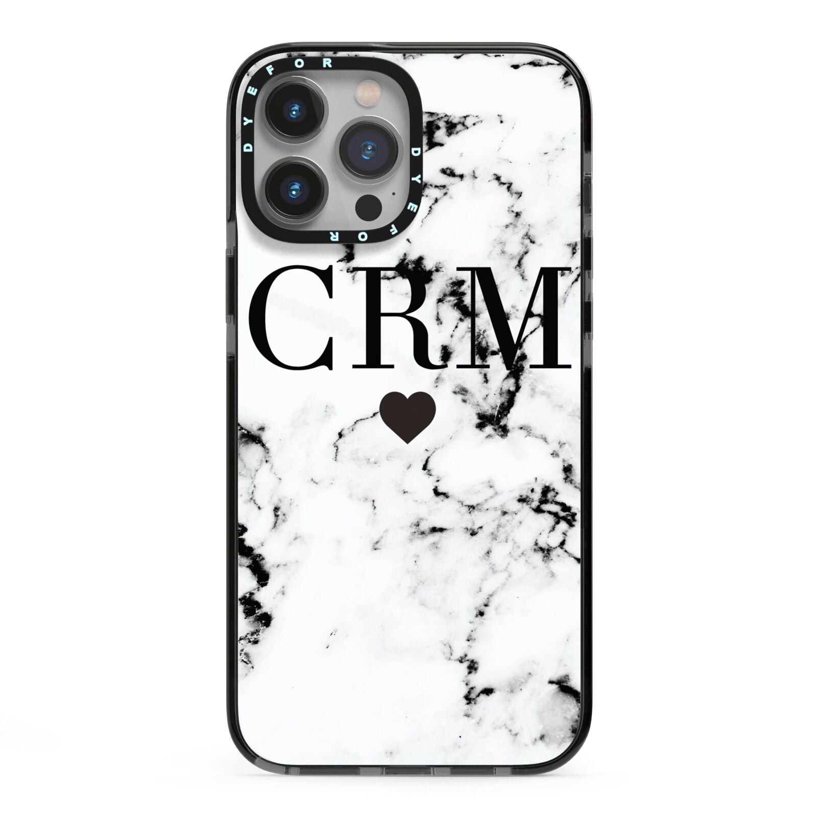Marble Heart Personalised Initials iPhone 13 Pro Max Black Impact Case on Silver phone