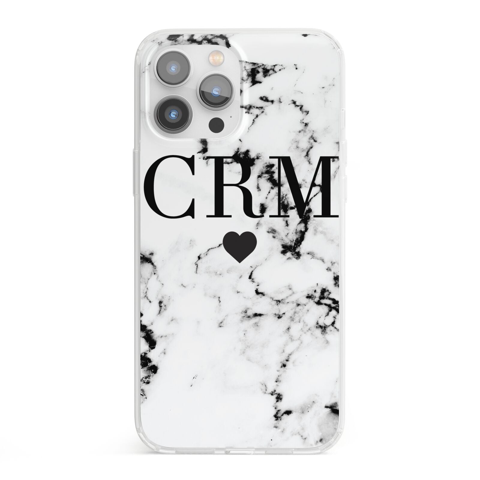 Marble Heart Personalised Initials iPhone 13 Pro Max Clear Bumper Case