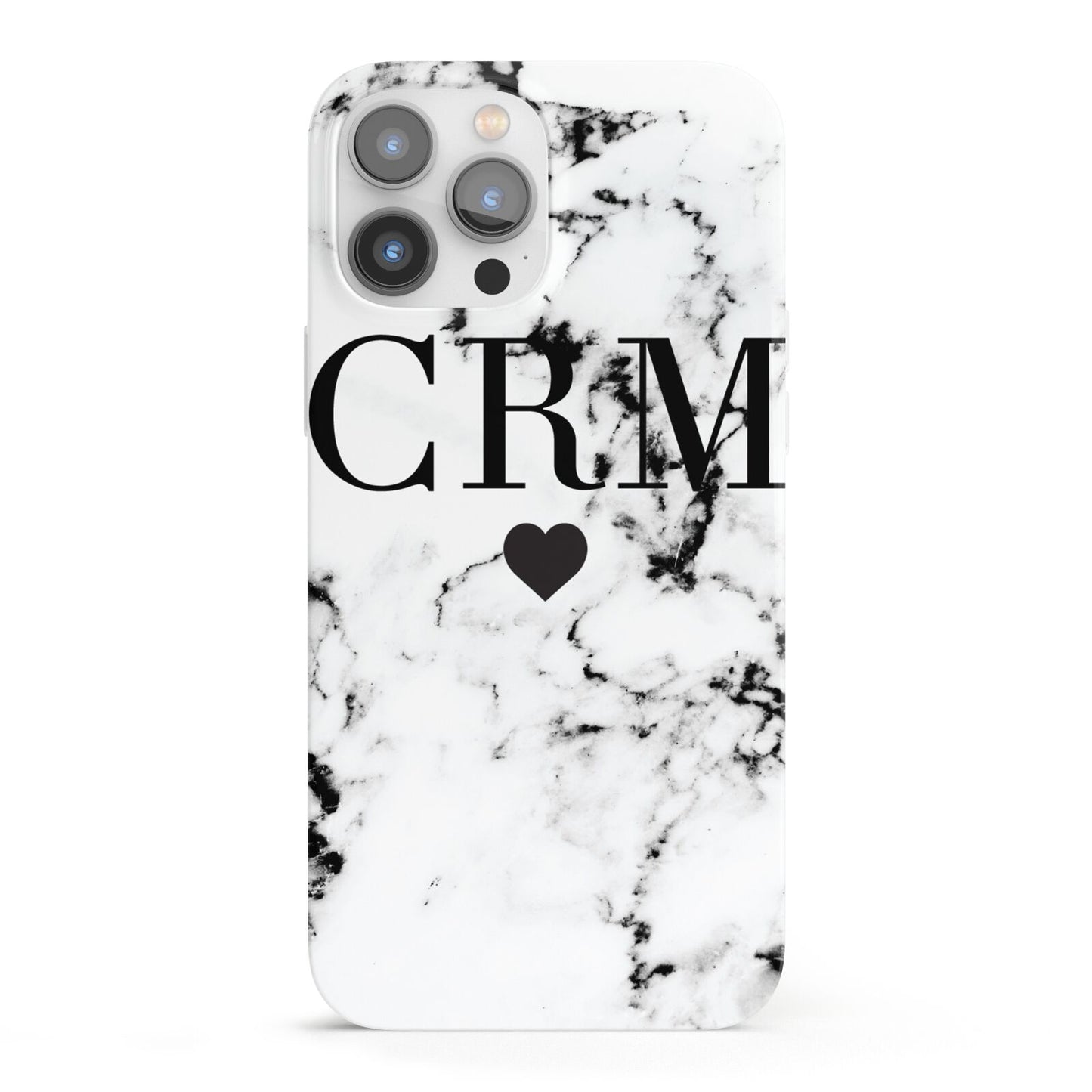 Marble Heart Personalised Initials iPhone 13 Pro Max Full Wrap 3D Snap Case