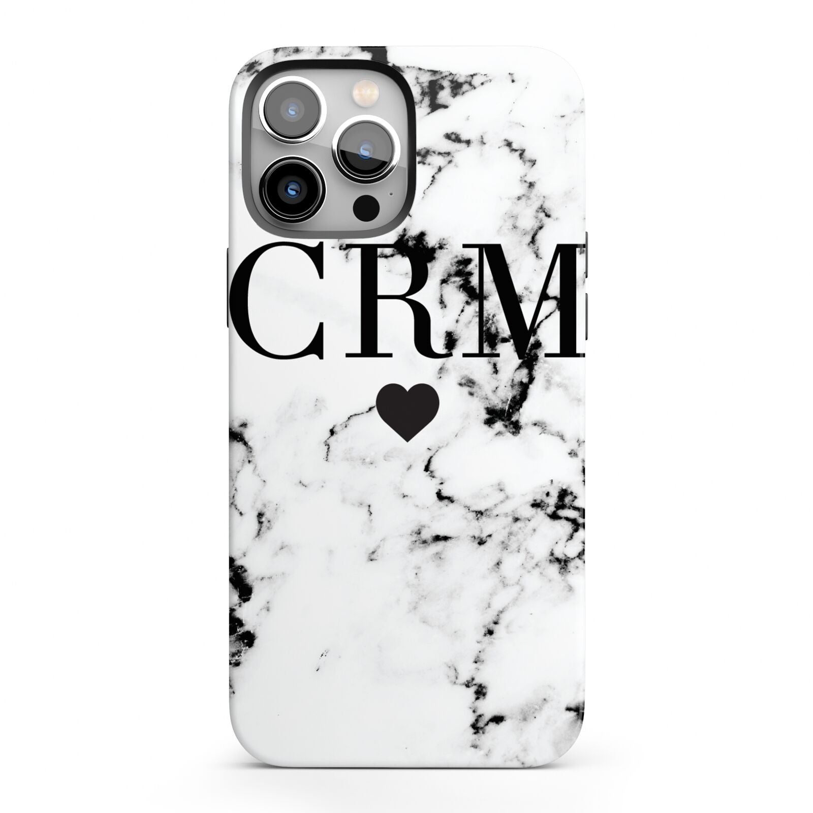 Marble Heart Personalised Initials iPhone 13 Pro Max Full Wrap 3D Tough Case