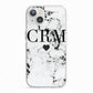Marble Heart Personalised Initials iPhone 13 TPU Impact Case with White Edges