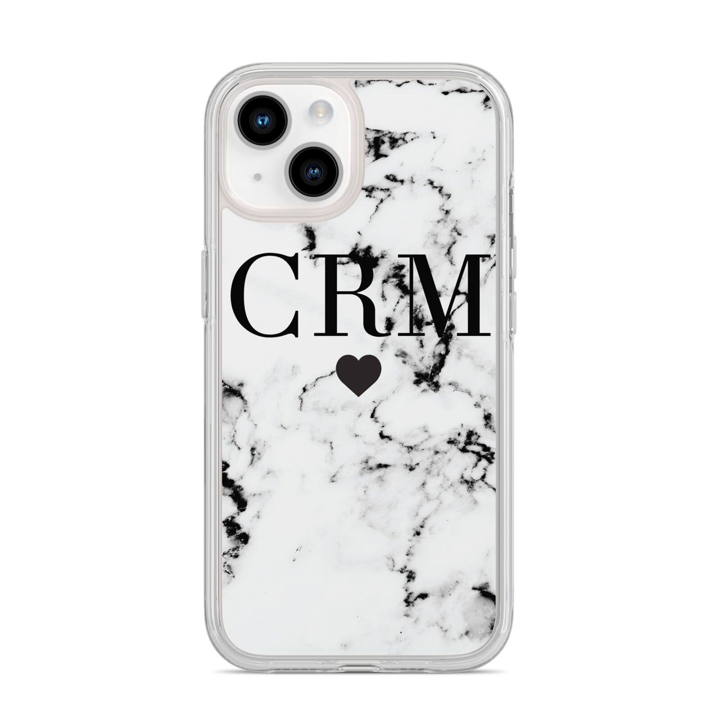 Marble Heart Personalised Initials iPhone 14 Clear Tough Case Starlight