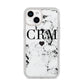 Marble Heart Personalised Initials iPhone 14 Glitter Tough Case Starlight