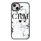 Marble Heart Personalised Initials iPhone 14 Plus Black Impact Case on Silver phone