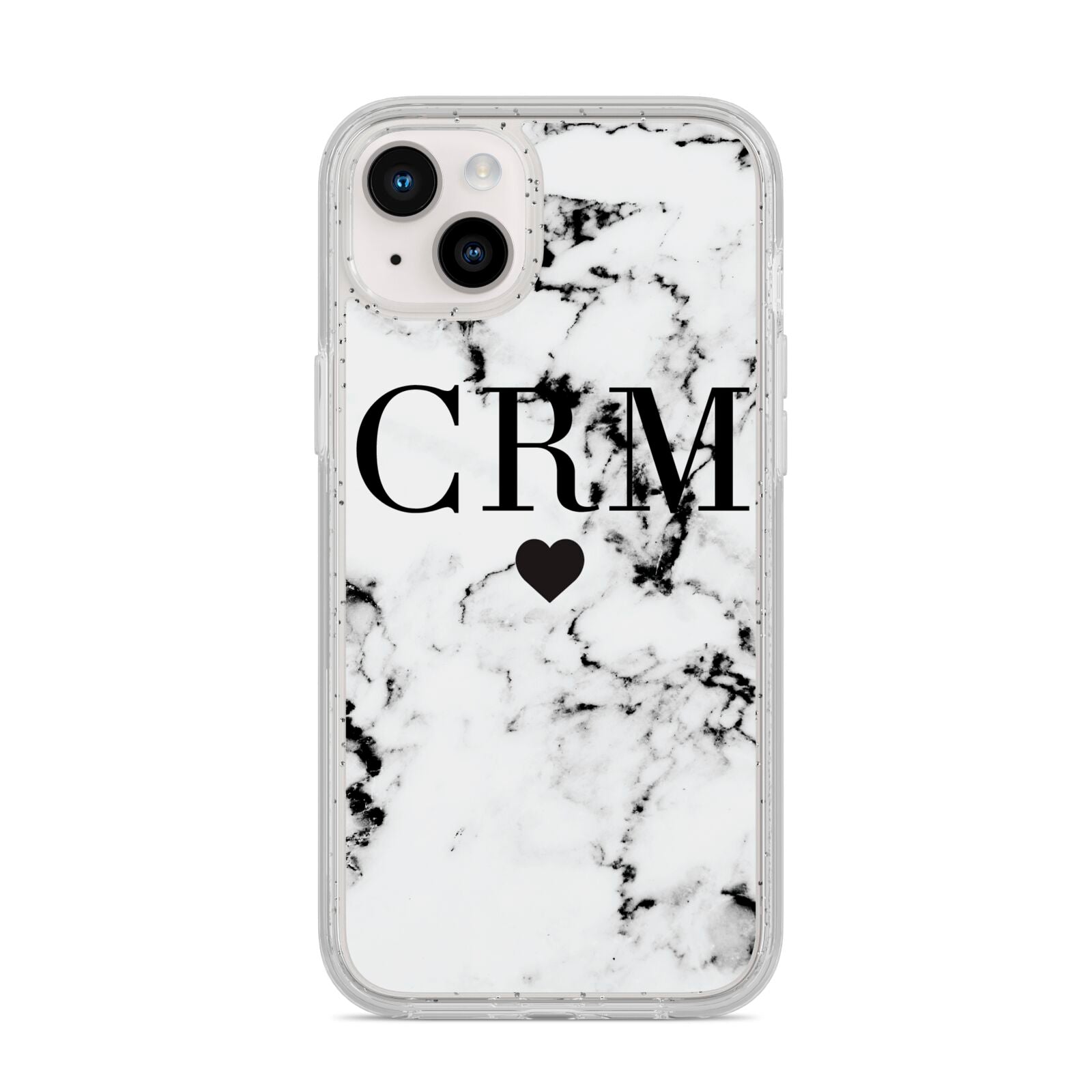 Marble Heart Personalised Initials iPhone 14 Plus Glitter Tough Case Starlight