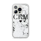 Marble Heart Personalised Initials iPhone 14 Pro Glitter Tough Case Silver