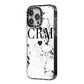 Marble Heart Personalised Initials iPhone 14 Pro Max Black Impact Case Side Angle on Silver phone