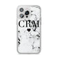 Marble Heart Personalised Initials iPhone 14 Pro Max Clear Tough Case Silver