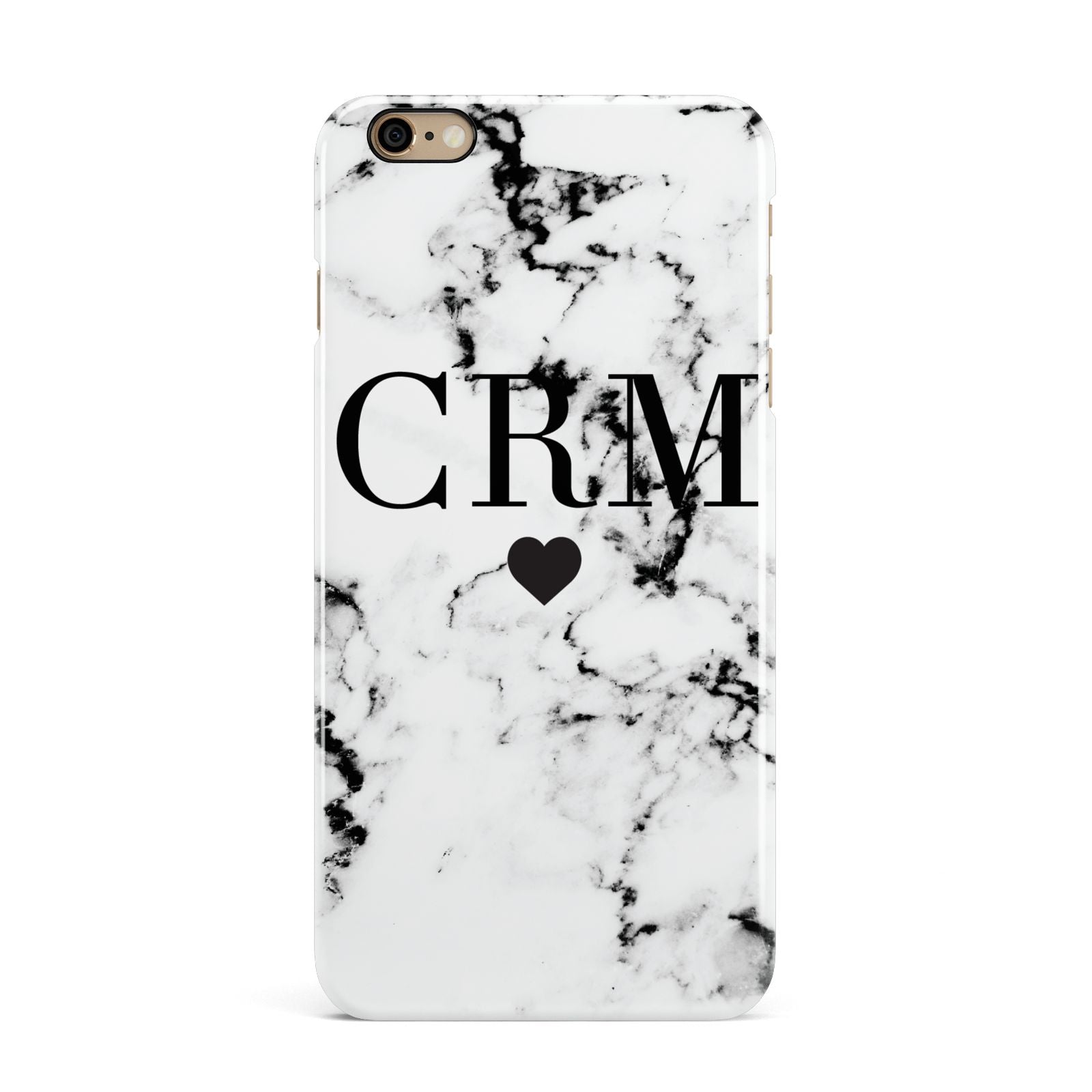 Marble Heart Personalised Initials iPhone 6 Plus 3D Snap Case on Gold Phone