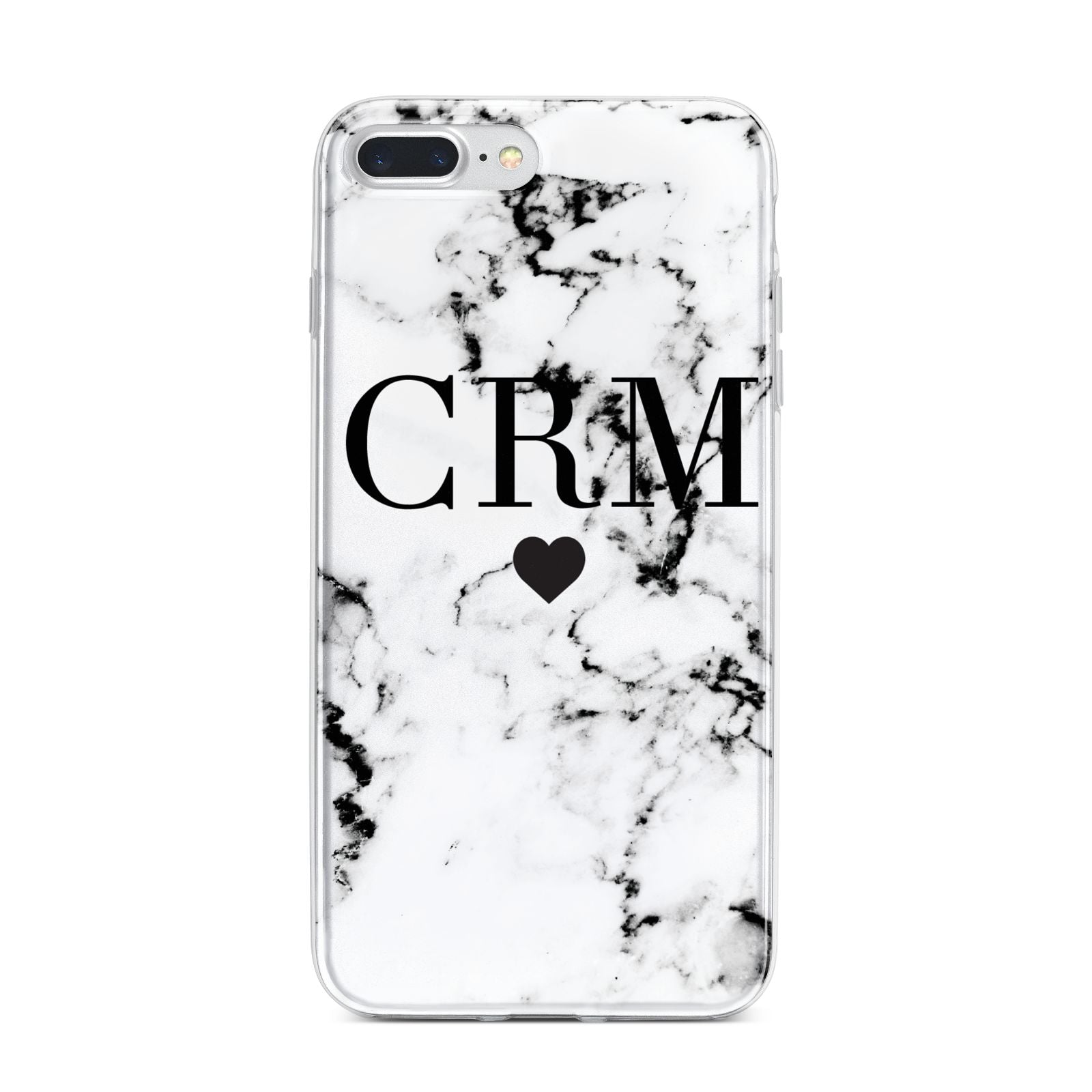 Marble Heart Personalised Initials iPhone 7 Plus Bumper Case on Silver iPhone