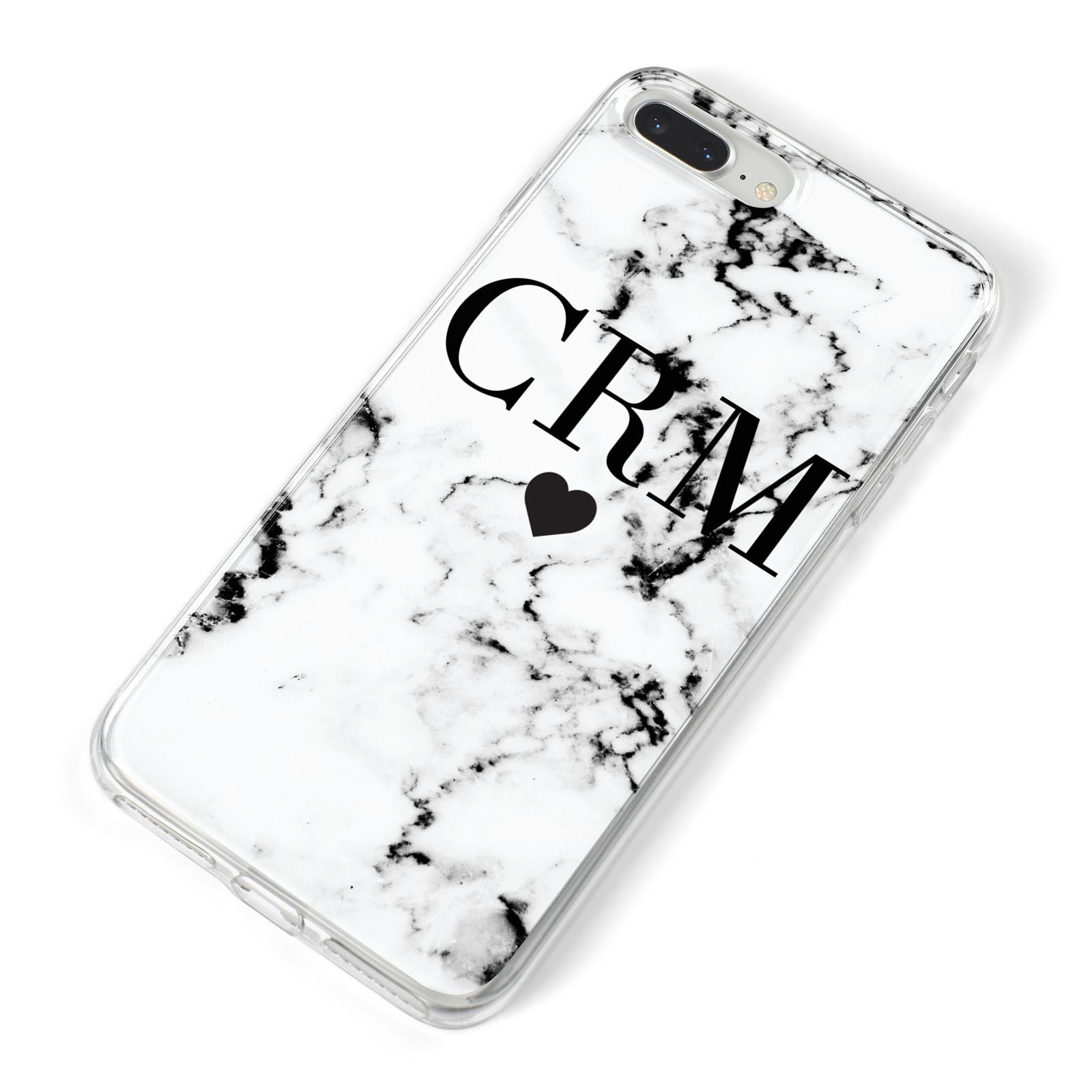 Marble Heart Personalised Initials iPhone 8 Plus Bumper Case on Silver iPhone Alternative Image