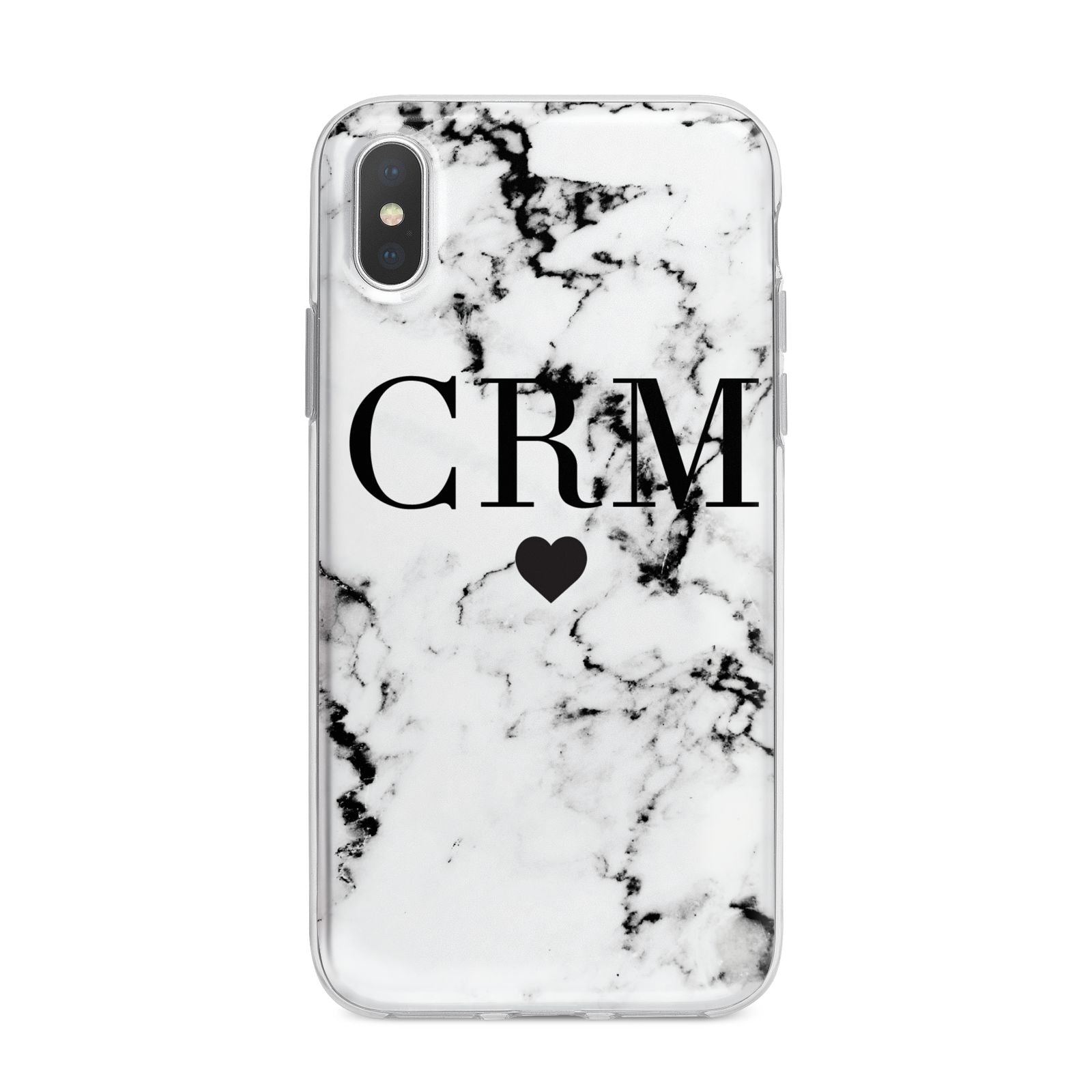 Marble Heart Personalised Initials iPhone X Bumper Case on Silver iPhone Alternative Image 1
