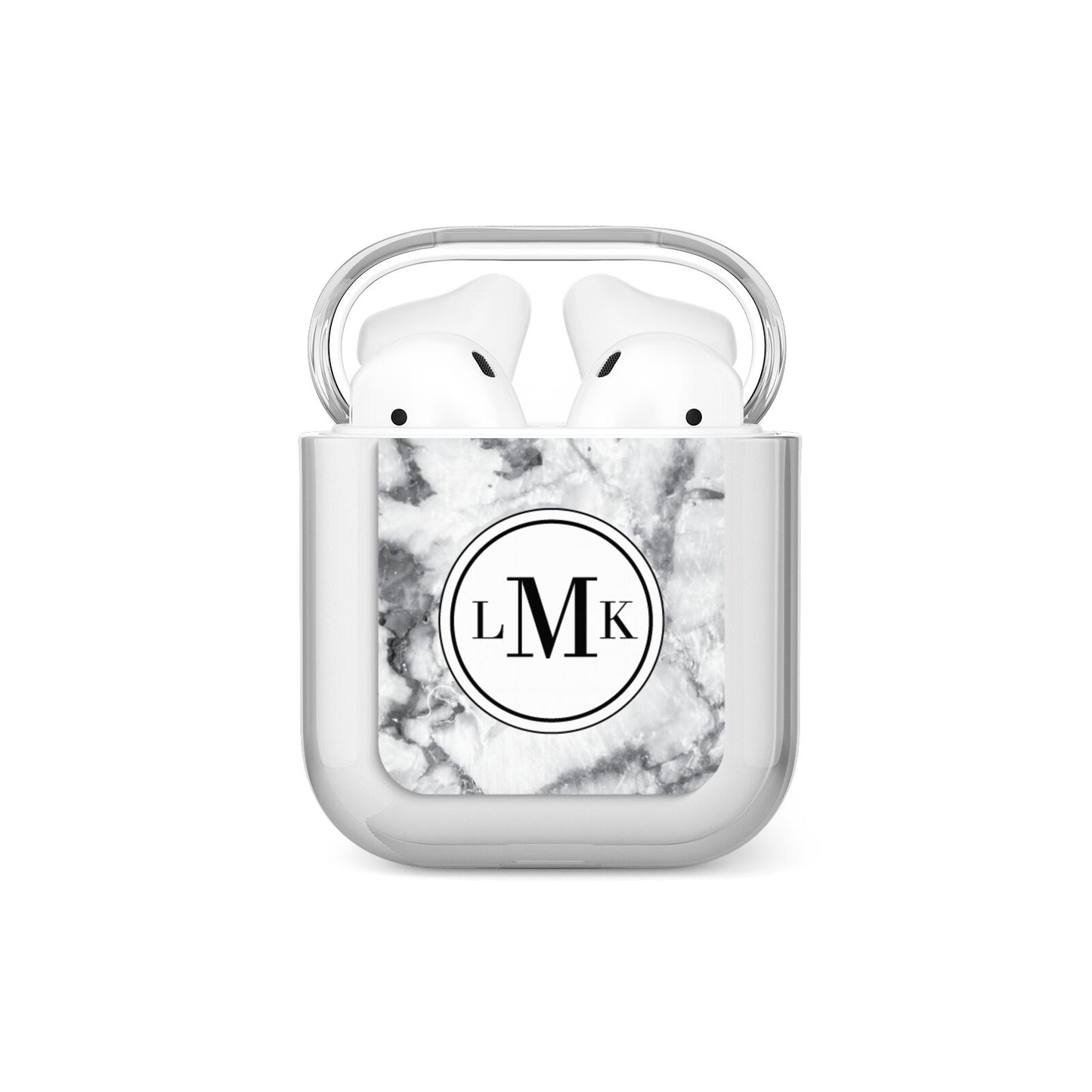 Marble Initials Circle Personalised AirPods Case