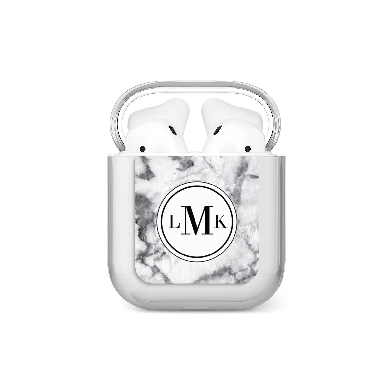 Marble Initials Circle Personalised AirPods Case