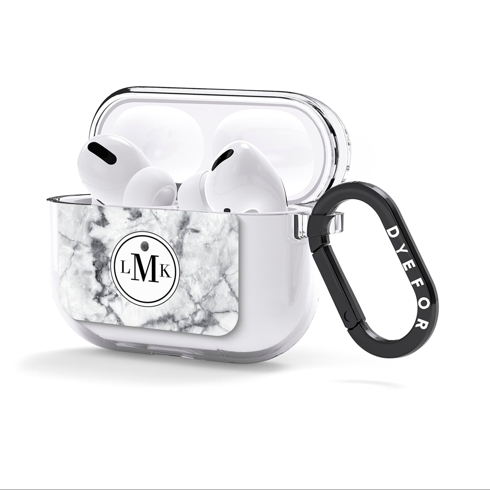 Marble Initials Circle Personalised AirPods Clear Case 3rd Gen Side Image