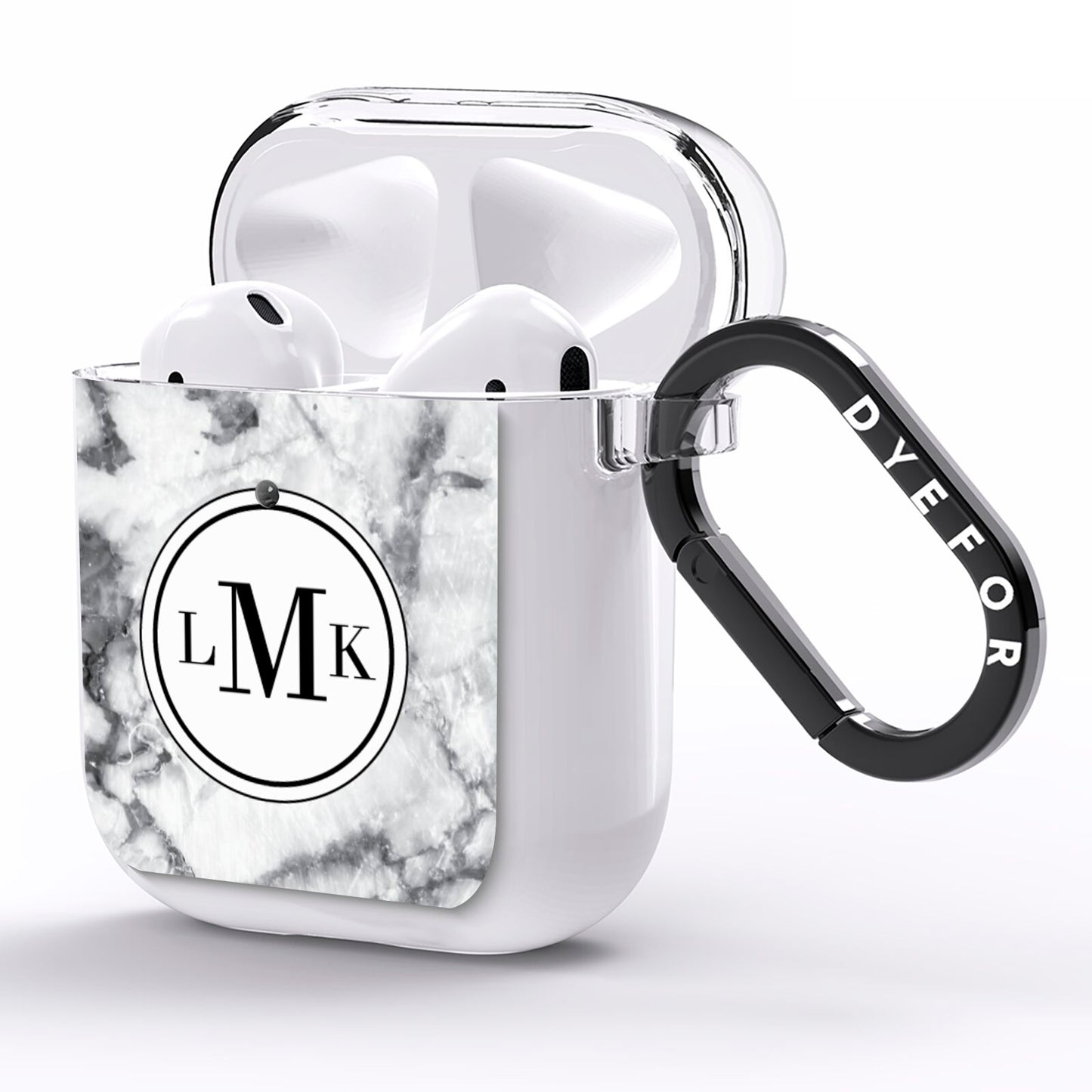 Marble Initials Circle Personalised AirPods Clear Case Side Image