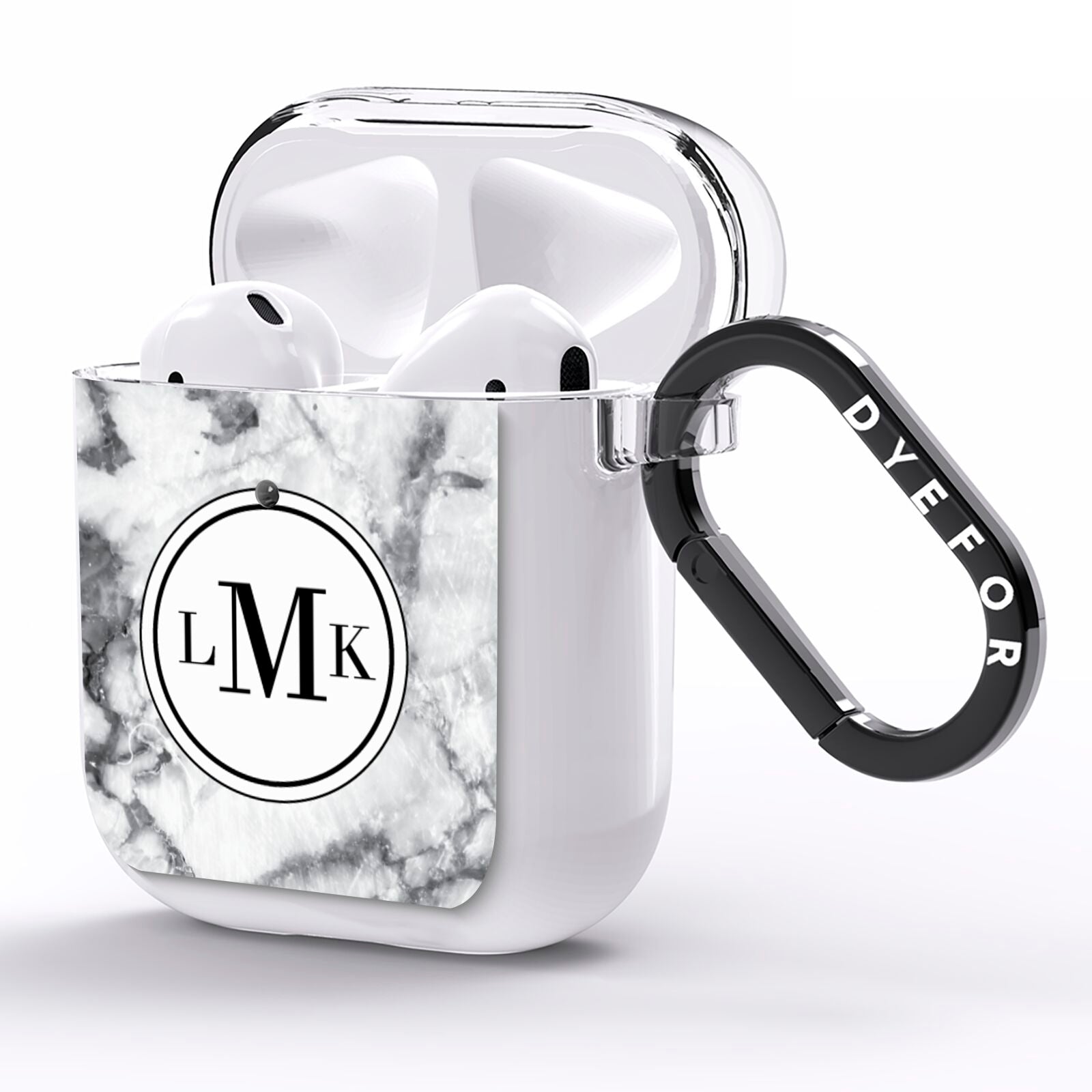 Marble Initials Circle Personalised AirPods Clear Case Side Image