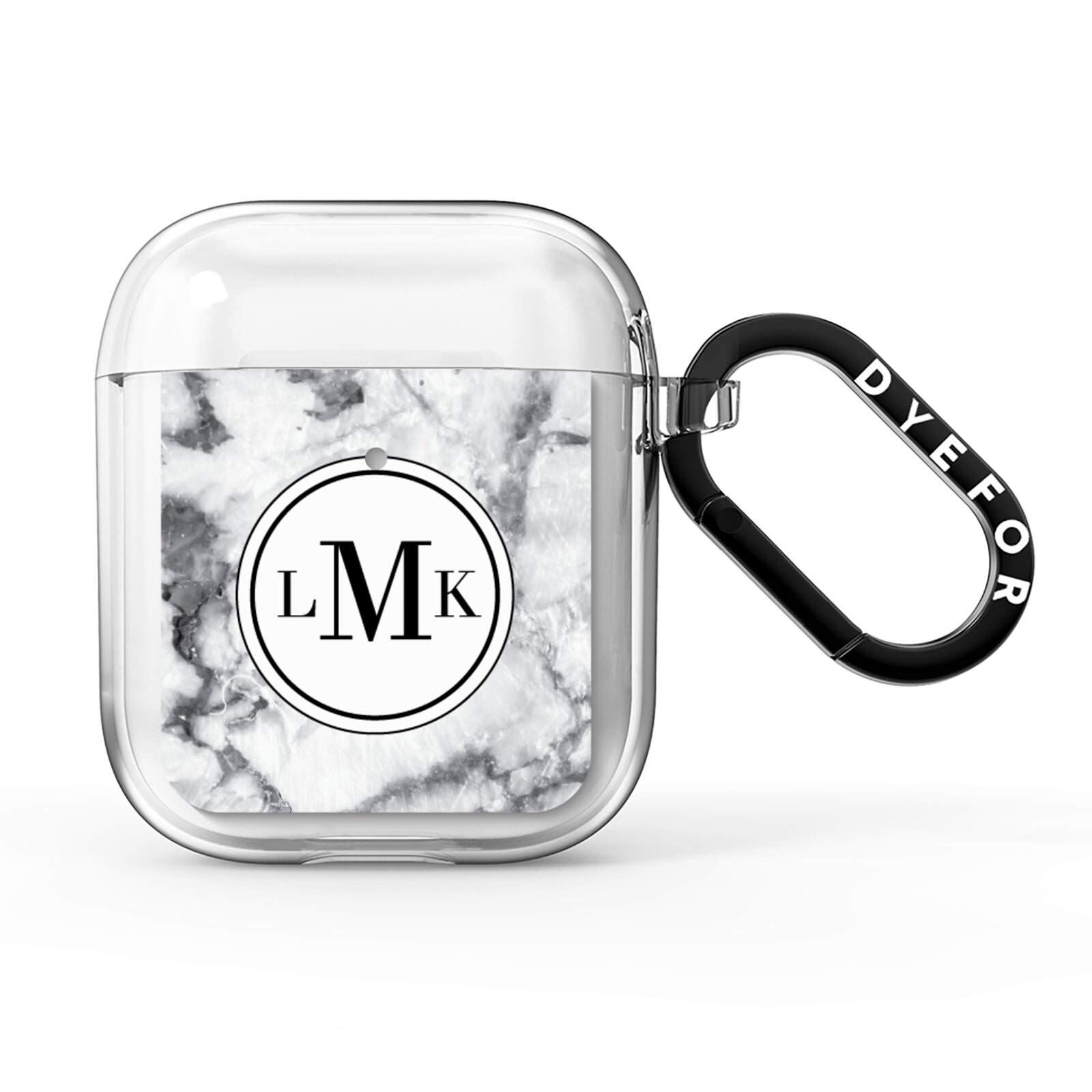 Marble Initials Circle Personalised AirPods Clear Case