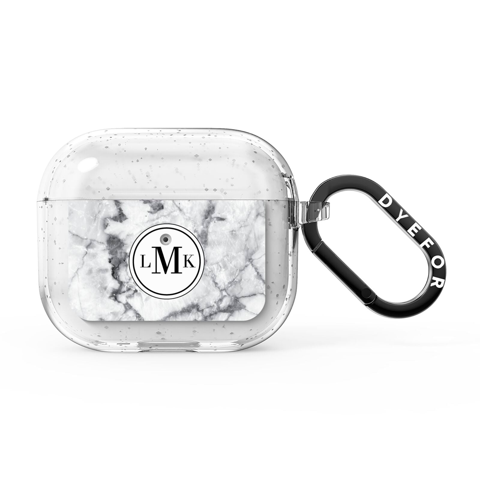 Marble Initials Circle Personalised AirPods Glitter Case 3rd Gen